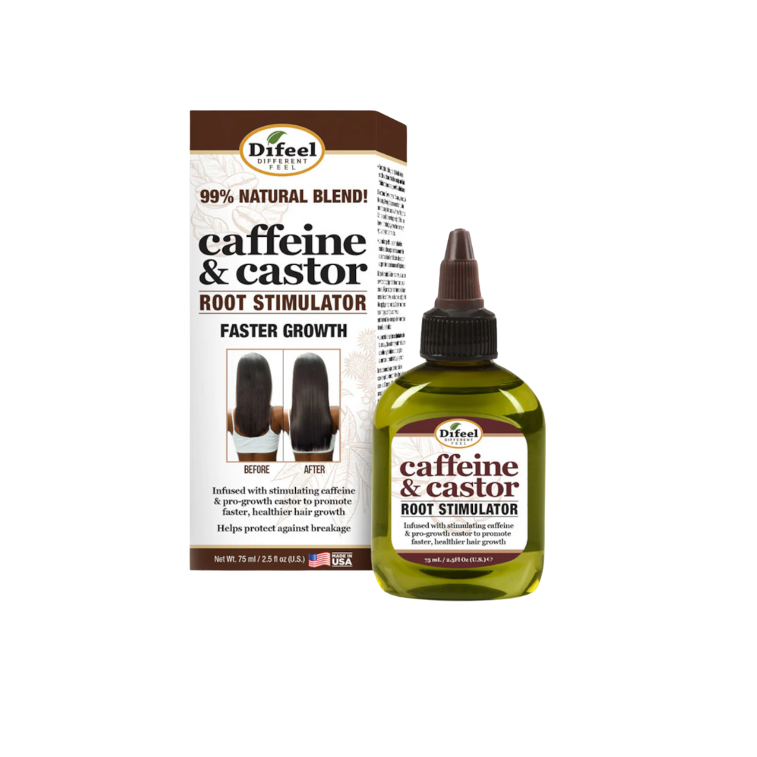 Difeel Caffeine & Castor Root Stimulator for Faster Hair Growth 2.5 oz.